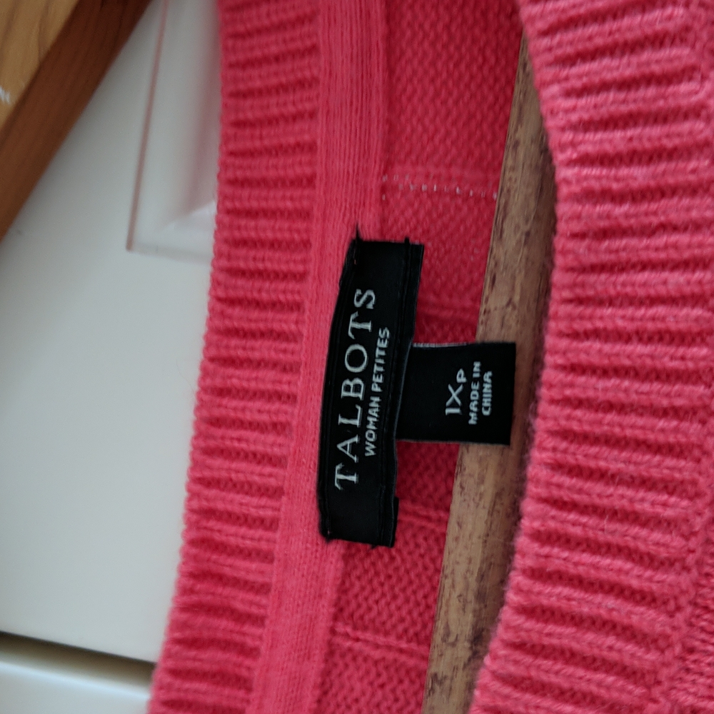 Lambswool blend Talbots cable knit sweater, size 1XP - Picture 3 of 4